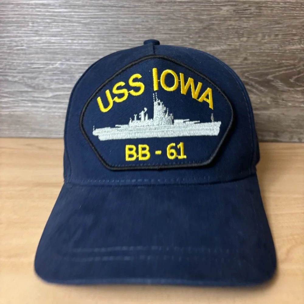 USS Iowa Hat Cap Snap Back Blue Navy BB 61 Adjustable